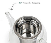 bella ronde glazen theepot met rvs filter