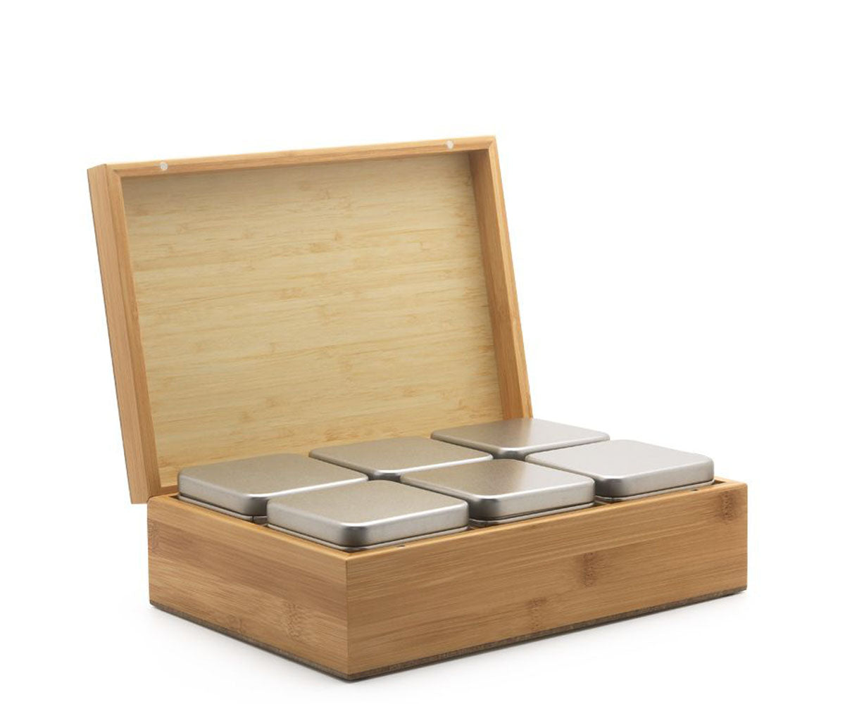 Bredemeijer theedoos met 6 blikjes - Bamboe