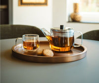 bredemeijer dienblad lara met glazen theepot