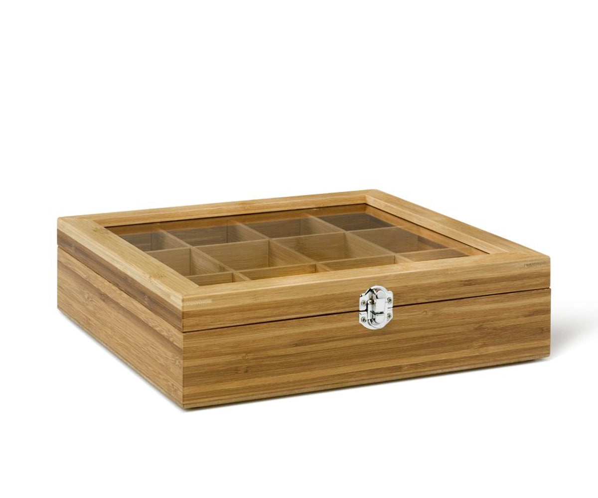 theedoos bredemeijer 12 vakjes met venster bamboe