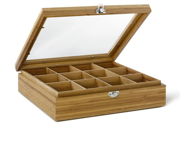 bredemeijer theedoos bamboe 12 vaks met venster